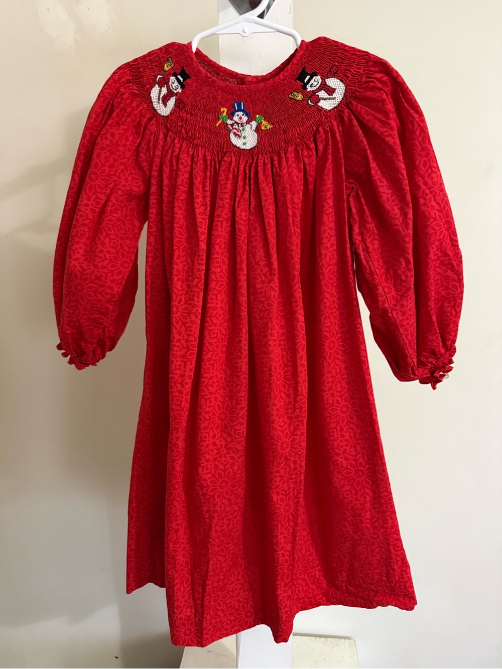 New Mom & Me Smocked Snowman Bishop Dress